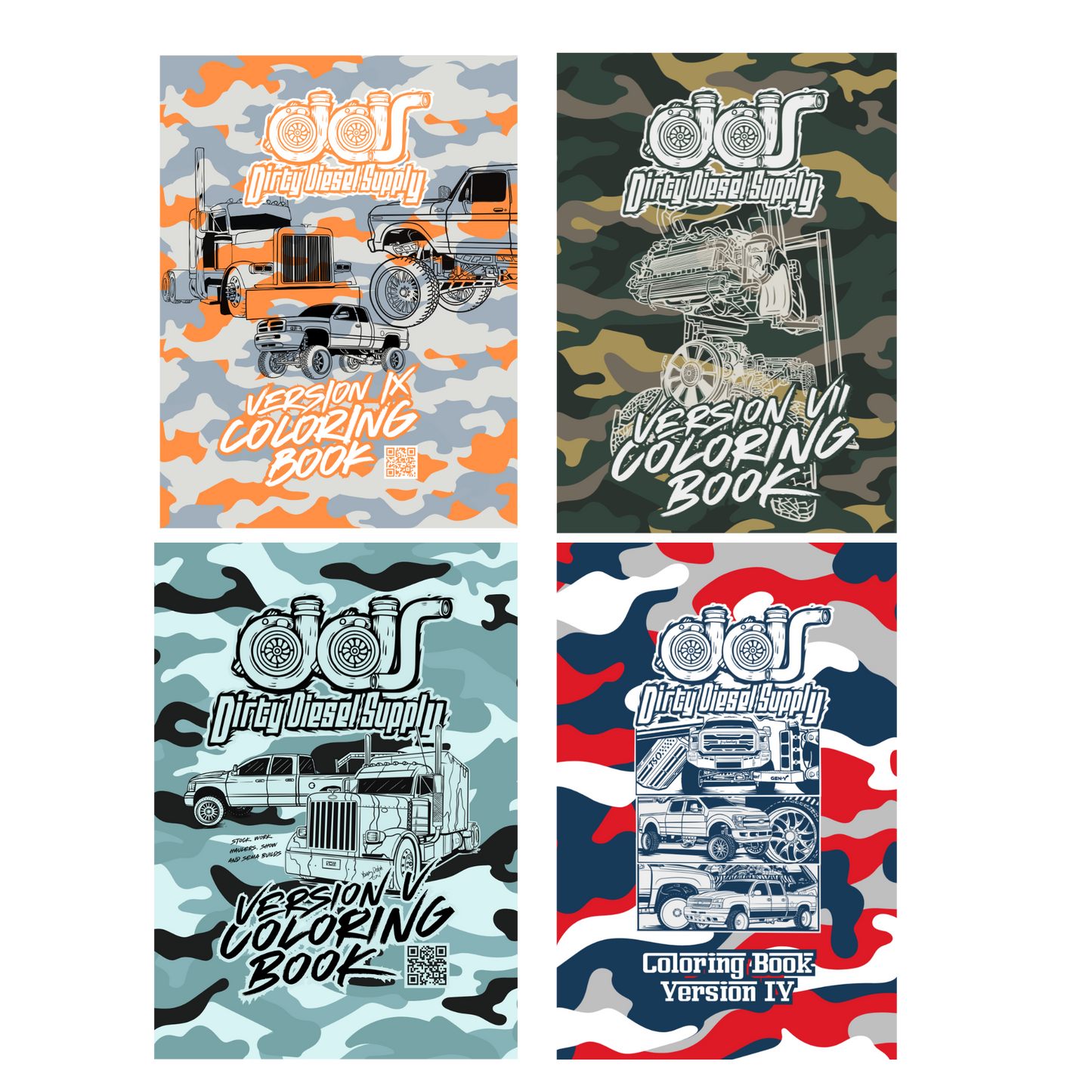 Set of 4 Truck Coloring Books