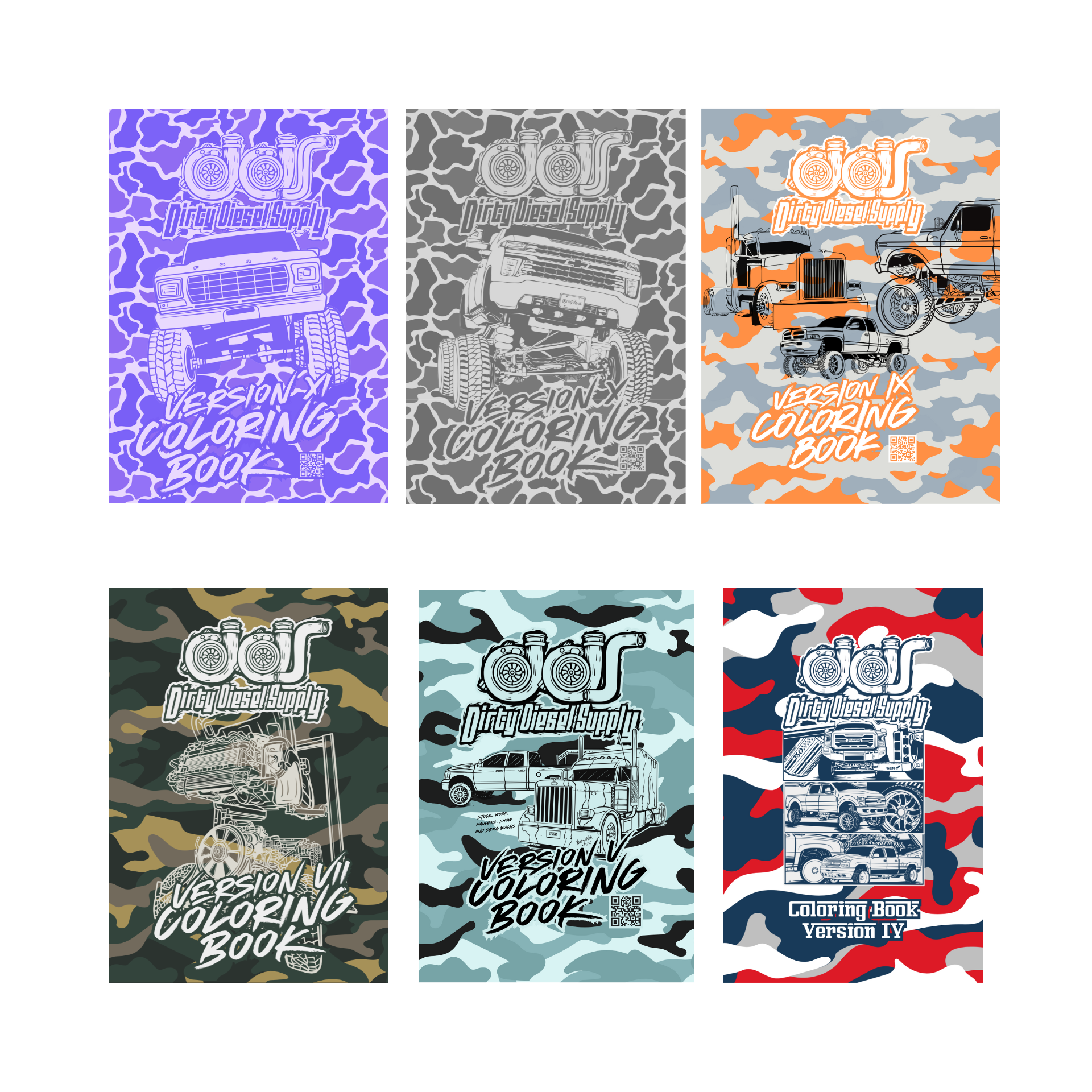 Set of 6 Truck Coloring Books